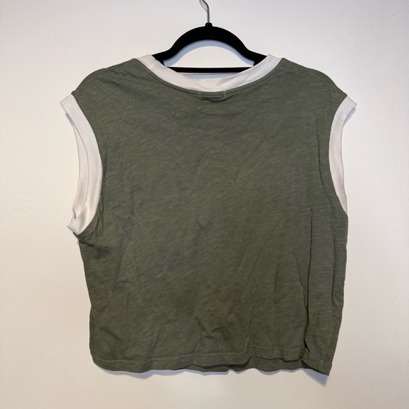 NWT SUNDRY Anthropologie Cropped Soleil Tank in Fern Green M Lounge Graphic - Picture 6 of 6